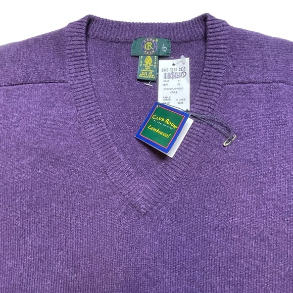 Club Room 100% Lambswool V-Neck Grandpa Career Collegiate Sweater - NWT - Sz XL - Picture 5 of 13